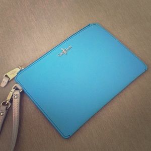 Cole Haan summer blue wristlet USED